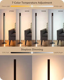 EDISHINE Floor Lamps for Living Room, Upgraded Dual-Sided Lighting, Wooden Corner Floor Lamp, LED Corner Lamp with Remote/Foot Control, 7CCT & Dimmable Standing Lamp for Bedroom, Office, Dark Walnut by CozyNest Decor