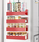 Magnetic Spice Rack Organizer for Fridge Seasoning Organizer for Kitchen Storage With Screw Magnetic Shelf for Oven, RV,Garage,Bathroom (Red, 4pack) by CozyNest Decor