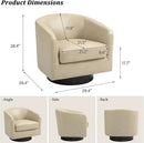 Swivel Barrel Accent Chair, Modern Round Faux Leather Arm Chair for Living Room, Bedroom, Comfy Club Reading Chairs for Adults(Faux Leather, Cream, Set of 2) by CozyNest Decor