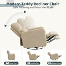 Swivel Rocker Recliner, Oversized Manual Nursery Glider Rocking Recliner Chair with Removable Cushion, Upholstered Swivel Reclining Chair for Nursery Living Room Bedroom, Corduroy Camel by TinyTreasures Baby Boutique