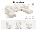 Oversized Modular Sofa, Extra Deep Cloud Corduroy Sectional Couch with Ottoman Chaise, Fluffy Chenille 8 Seater Couch Bed for Living Room, Villa (Sofa Bed 8 Seater, Corduroy White) by CozyNest Decor