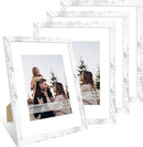 11x14 Picture Frame Set of 4, 11 x 14 Wood Photo Frames with Mat for 8x10, Rustic Natural Wooden Frame with Real Glass Cover for Wall and Tabletop Display,Distressed White by CozyNest Decor