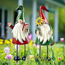 HONGLAND Metal Gnome Yard Art Outdoor Gnomes Garden Statue 18 Inch Gnome Figurine Decorative Stakes for Holiday Christmas Lawn Patio Yard Garden Decor-2 PCS by CozyNest Decor