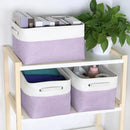 Kntiwiwo Foldable Storage Bins 15" x 10" x 9.5" Fabric Storage Basket Cube with Handles Large Linen Closet Organizer Bins for Organizing Shelf Home, Set of 3, Purple by CozyNest Decor
