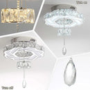 Flashing God 16 Inch Mini Chandelier Modern Crystal Chandeliers Light Semi Flush Mount Ceiling Light Fixture Small Silver Chandelier for Bedroom Hallway Kitchen Foyer by CozyNest Decor