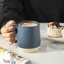 Hasense Porcelain Coffee Mugs Set of 6, 15 Ounce Large Ceramic Coffee Cups Set with Handle for Latte, Tea, Cocoa and Hot Chocolate, Dark Blue Coffee Mugs for Men and Women, Microwave Safe by CozyNest Decor