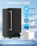 Commercial Ice Maker Machine Reversible Door 120LBS/Day, Undercounter Ice Makers 30LBS Storage Bin and 40 Ice Cubes, Icemaker Machine Brushed Metal with Water Line, Ice Scoop by CozyNest Decor