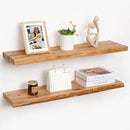 RICHFOCUS Live Edge Elm Floating Shelves - 36" W x 9.3" D Rustic Solid Wood Wall Shelves with Invisible Bracket, Wall-Mounted for Living Room, Bedroom, Kitchen Storage & Display, Set of 2, Natural by CozyNest Decor