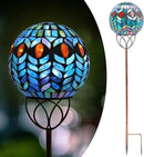 Afirst Solar Outdoor Garden Lights Decorative - Mosaic Solar Stakes Gazing Ball Waterproof Outdoor Lights Stakes for Pathway Yard Lawn Decoration(Green)