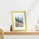 Vittanly 8.5x11 Picture Frames Set of 9, Shatter Resistant Plexiglass, Display 6x8 Pictures with Mat or 8.5x11 without Mat, Photo Frames for Wall or Tabletop, Engineered Wood, Gold