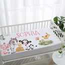 Personalized Nursery Crib Bedding Set: Custom Name 5 Piece Baby Crib Sets with Animal House Design - Toddler Double Layer Blanket Set, Comfortable Crib Bed Sheets for Baby Grils by TinyTreasures Baby Boutique