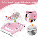 Foldable Baby 5-in-1 Activity Walker - Rocker, Activity Center, Bouncer, Seat Walker, Push Walker - Adjustable Speed Rear Wheels and Height Toys Ages 6-18 Months… (Pink) by TinyTreasures Baby Boutique