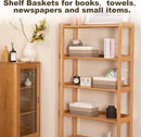 3 Pack Small Storage Baskets for Organizing, Cute Woven Decorative Gift Baskets for Shelves, Mini Closet Organizer Bins with Handles-13''Lx8.66''Wx5.11''H-Brown White by CozyNest Decor