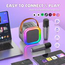 【2025 Newest】 Mini Karaoke Machine for Kids Girls & Boys - Portable Bluetooth Speaker with 2 Wireless Microphones - Kids Birthday Gifts for Ages 4-10 - Kids' Instrument Accessories - Space Gray by TinyTreasures Baby Boutique