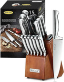 McCook® Knife Sets, German Stainless Steel Kitchen Knife Block Sets with Built-in Sharpener by CozyNest Decor