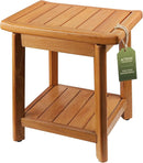 Teak Shower Bench-Solid Teak Wood Shower Chair with Storage Shelf, Stable Non-Slip Bathroom Stool for Elderly & Recovery, Heavy Duty Shower Seat for Inside Shower & Tub Safety 14 inch by TinyTreasures Baby Boutique