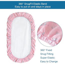 Bassinet Sheet 4 Pack for Baby Girls, Bassinet Sheets Universal Fit for Rectangle, Oval, Hourglass Bassinet Pad/Mattress, Stretchy Bassinet Sheets, Pink Print by TinyTreasures Baby Boutique