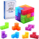 WorWoder Kids Magnetic Building Blocks Magic Magnetic 3D Puzzle Cubes, Set of 7 Multi Shapes Magnetic Blocks with 54 Guide Cards, Intelligence Developing and Stress Relief Fidget Toys for Kids (Blue) by TinyTreasures Baby Boutique
