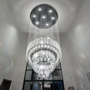 Flashing God D24''XH86'' Modern Foyer Chandelier for High Ceiling Raindrop Crystal Chandelier High Ceiling Pendant Light Fixture for Hallway Living Room (Black Staircase Chandeliers) by CozyNest Decor