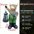Solar Garden Decor Statues: Handmade Resin Statue with LED Light,Highland Cow Figurine Outdoor Garden Decor Unique Gifts for Women, Mom, Grandma (Green cow1) by CozyNest Decor
