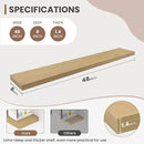 48 Inch Floating Shelves, 8 Inch Deep Floating Shelves for Wall, Hanging Shelf with Invisible Brackets, Deep Shelves for Bathroom, Bedroom, Living Room, Oak, Set of 1
