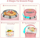 2-in-1 Insulated Food Jar & Snack Container - 15oz Kids Soup Thermos for Hot Food with Handle and Spoon, Leak Proof Reusable Toddler Snack Box, Perfect for School & Travel, Pink by TinyTreasures Baby Boutique