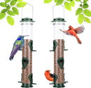 MIXXIDEA 2PK Metal Wild Bird Feeder Bird Feeders for Outdoors Hanging 6 Port Tube Bird Feeder Transparent Finch Feeder with Steel Hanger Green by CozyNest Decor