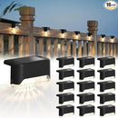 JACKYLED Solar Deck Lights 16 Pack Solar Fence Light Solar Powered Outdoor Step Light IP65 Waterproof LED Solar Pathway Light for Deck Fence Railing Garden Patio StairYard, Black by GreenHaven Gardens