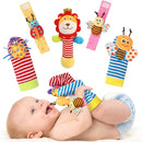 Wrist Rattles Foot Finder Rattle Toy for 0-6 Months Baby, Feet Leg Ankle Socks Arm Hand Bracelet Shaker for 6-12 Months Infant boy & Girl, Gift Set for 0-3 Years Newborn Babies (5 pcs-F) by TinyTreasures Baby Boutique