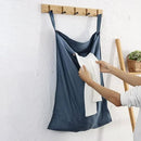 Linen Hanging Laundry Bag, 100% Linen Over The Door Laundry Hamper with Buttons and Zipper, Space Saving Door Hampers for Laundry Dirty Clothes Home Travel, Navy Blue by CozyNest Decor