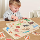 GRINNNIE Wooden Toddler Puzzle for Age 2 3 4 Years Old, 6 PCS Toddlers Learning Puzzle Set - Animal, Fruit, Sea Creature and Vehicle, Educational Toy Birthday for 3-5 Boys Girls by TinyTreasures Baby Boutique