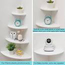 Corner Shelf, White Solid Oak Wood Floating Corner Shelves Wall Mount Round End Floating Speaker Rack for Small Plant Photo Frame (White, 8.6in) by CozyNest Decor