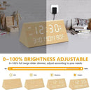 Kogonee Wooden Digital Alarm Clock, 0-100% Dimmer, 2 Alarm Settings, Weekday/Everyday Mode, 9 Mins Snooze, 12/24H, Temperature and Date Display for Office, Travel, Bedroom Alarm Clock (Bamboo) by CozyNest Decor