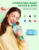 BONAOK Wireless Bluetooth Karaoke Microphone, 3-in-1 Portable Handheld Mic Speaker for All Smartphones, Gifts for Boys Kids Adults All Age Q37(Green) by TinyTreasures Baby Boutique