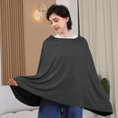 Nursing Cover for Breastfeeding, 360°Full Coverage Nursing Poncho, Rayon Soft & Breathable Breastfeeding Cover up (Smooth Rayon, Black) by TinyTreasures Baby Boutique