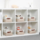 DULLEMELO Small Storage Bins, Storage Baskets for Organizing, Collapsible Rectangular Fabric Baskets for Shelves, Closets, Nursery, Home, Office, Empty Gift Baskets (6-Pack, White&Khaki) by TinyTreasures Baby Boutique