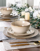 GBHOME Ceramic Dinnerware Sets,12 pcs Embossed Elegant Stoneware Plates and Bowls Sets, Housewarming Wedding Gift | Dishwasher & Microwave Safe | Dishes Set Service for 4 by CozyNest Decor