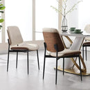 BV Dining Chairs Set of 2, PU Leather Armless Kitchen Chair in Modern Walnut Style, Mid Century Bentwood Side Chair with Metal Legs, Retro Accent Guest Chair for Kitchen Dining Room(Beige) by CozyNest Decor