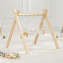Comfy Cubs Wooden Baby Play Gym - Natural Finish Pinewood Baby Activity Gym with 5 Sensory Hanging Toys - Easy No-Tool Assembly, Safe and Durable for Infant Motor and Visual Development - Natural Wood by TinyTreasures Baby Boutique