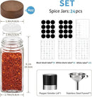 Yangbaga 24Pcs Glass Spice Jars with Labels-4oz Acacia Wood Lid Square Spice Containers and 2pcs Rack with Pepper Grinder Lids &Funnel,Seasoning Jars for Rack Cabinet Drawer by CozyNest Decor