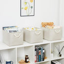 Bidtakay Baskets Collapsible Large Toy Storage Baskets for Organizing Set of 3 Closet Organizer Linen Cream Storage Bins 15 X 11 X 9.5 Inch Shelf Organizer Bins for Nursery Storage (Light Beige) by TinyTreasures Baby Boutique