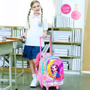 Girls Rolling Backpack, Cute Moon Fairy Roller Wheels Kids Bookbag - Wheeled Elementary School Bag - 3PCS Moon Fairy by TinyTreasures Baby Boutique