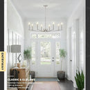 Nickel Chandeliers for Dining Room, 8-Light Chandelier Light Fixture Over Table Modern Candle Chandelier 44in Master Bedroom Chandeliers Lighting for Entry Foyer Bathtub Living Room by CozyNest Decor