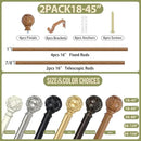 2 Pack Wood Curtain Rods for Windows 28 to 48 Inch(2.3-4Ft),1 Inch Adjustable Curtain Rod,Heavy Duty Curtain Rods,Wooden Netted Texture Drapery Rods,Single Window Curtain Rod 18-45",Brown Wood by CozyNest Decor