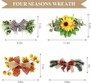 Interchangeable Seasonal Welcome Sign Front Door Decoration with 4 Seasonal Wreaths and LED Light, Rustic Round Wood Wreaths Wall Hanging Outdoor, Farmhouse Front Door Decoration Home Décor by CozyNest Decor