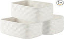 KALLAX Small Woven Basket, 12 x 8 x 4.5 Inches, Storage Basket for Organizing, Cute Small Rope Shelf Closet Cube Storage Bins Baskets for Shelves, Dog Toy Gift Baskets Empty, 3 Packs, Off White by TinyTreasures Baby Boutique