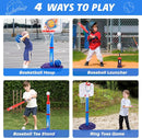 Meland Toddler Basketball Hoop, 4-in-1 Kids Basketball Hoop with Tball Set for Toddler & Baseball Pop Up Machine, Basketball Goal for Kid Sport Toys Indoor Outdoor Play Birthday Gift for Kids Toddlers by TinyTreasures Baby Boutique