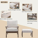 chairus 2 Sets Mid-Century Modern Accent Chairs with Ottoman, Linen Fabric Armchair with Wood Legs Comfy Upholstered Single Sofa Chair for Living Room/Bedroom/Lounge, White by CozyNest Decor