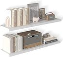 48 Inch Floating Shelf 2 Pack Large Floating Shelves for Wall No Drilling Accessories Included Deep Wall Shelves for Living Room Kitchen Farmhouse 48" W x 12" D x 1.2" White by CozyNest Decor