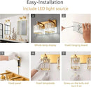 Modern Bathroom Vanity Light 2-Lights Gold Crystal Bathroom Wall Light Vanity Light Fixtures，12.59-inch Modern Minimalist Design by CozyNest Decor